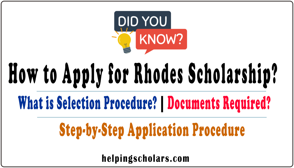 Rhodes Scholarship Application? Step-by-Step Procedure
