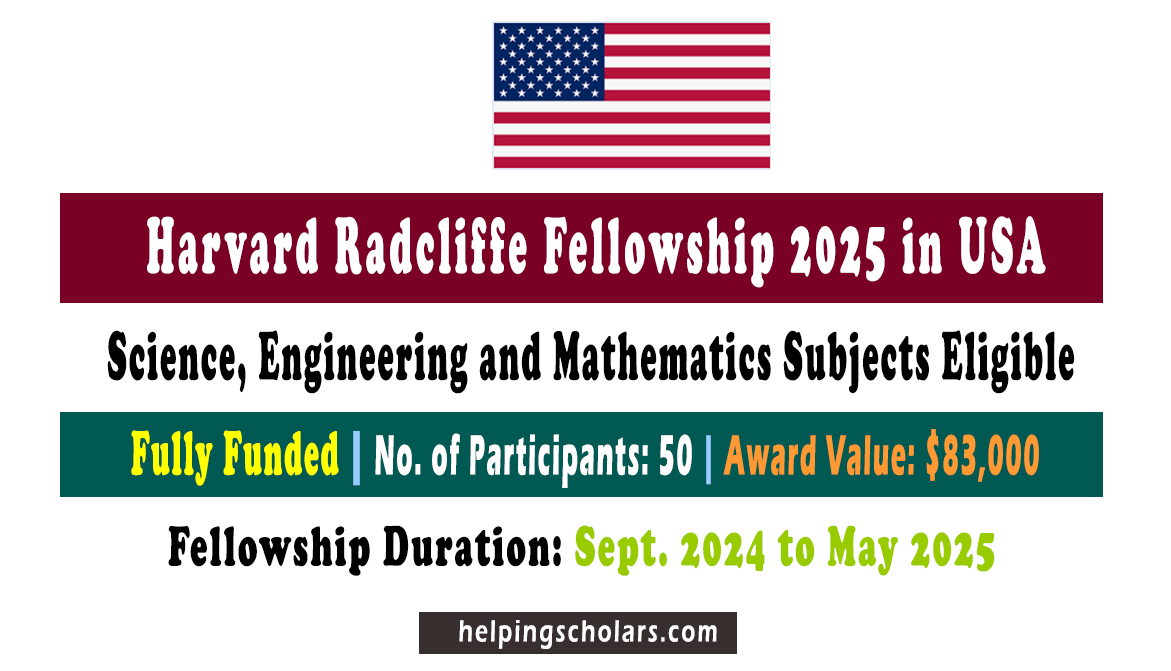 Harvard Radcliffe Fellowship 2025 in USA (Fully Funded)