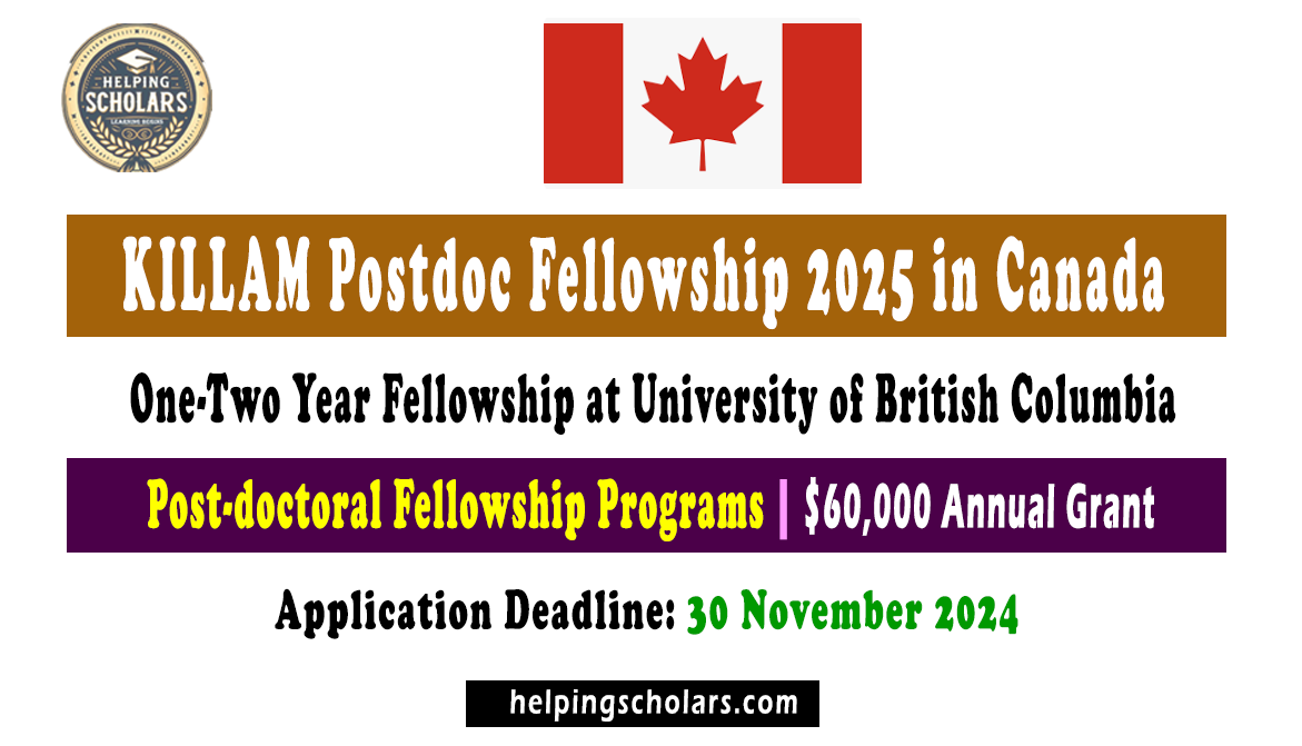 KILLAM Postdoctoral Fellowship 2025 in Canada